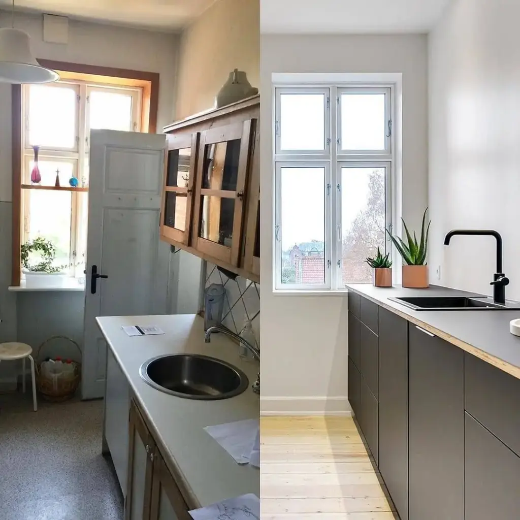 Comparație înainte/după bucătărie