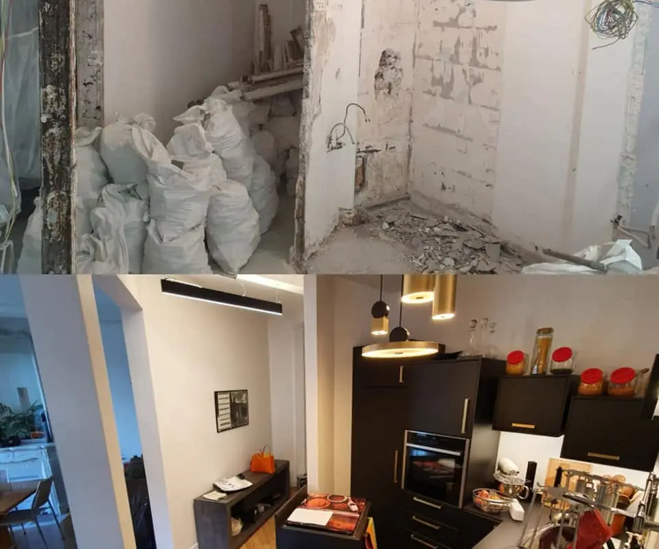 Renovare completă apartament din demolare până la finalizare cu bucătărie modernă